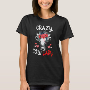 Crazy Cow Lady Women Animal Flowers Mother's Day T-Shirt