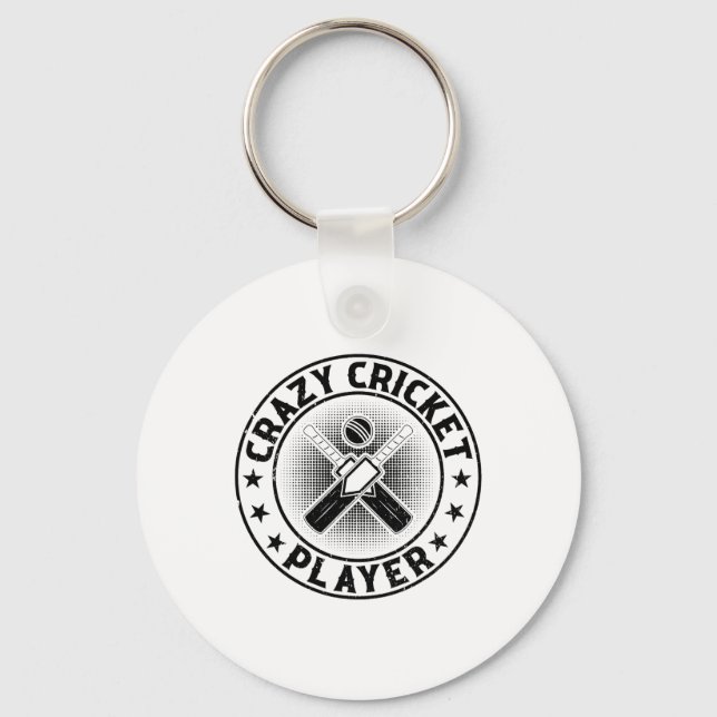 Crazy Cricket Player - Cricketing Cricket Player 1 Key Ring (Front)