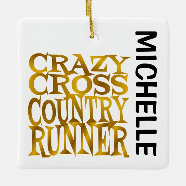 Crazy Cross Country Runner CUSTOM Ceramic Ornament (Front)