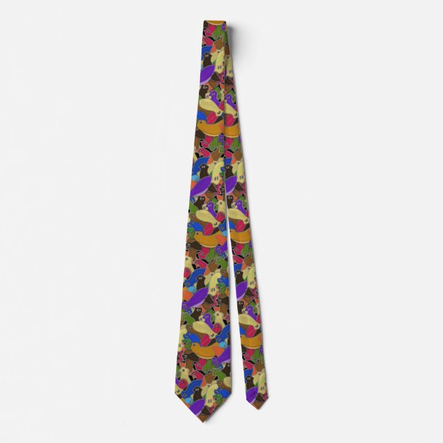 Crazy Cross Eyed Planarian Worm all over print Tie (Front)