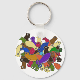 Crazy Cross Eyed Planarian Worms Design 2 Key Ring