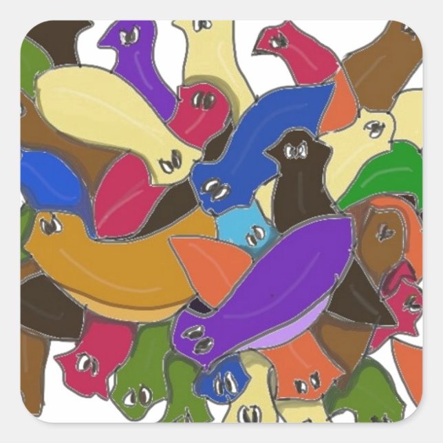 Crazy Cross Eyed Planarian Worms Design 2 Square Sticker (Front)