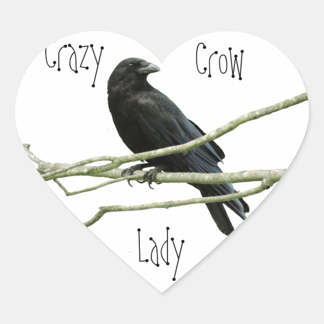 Crazy Crow Lady Heart Sticker (Front)