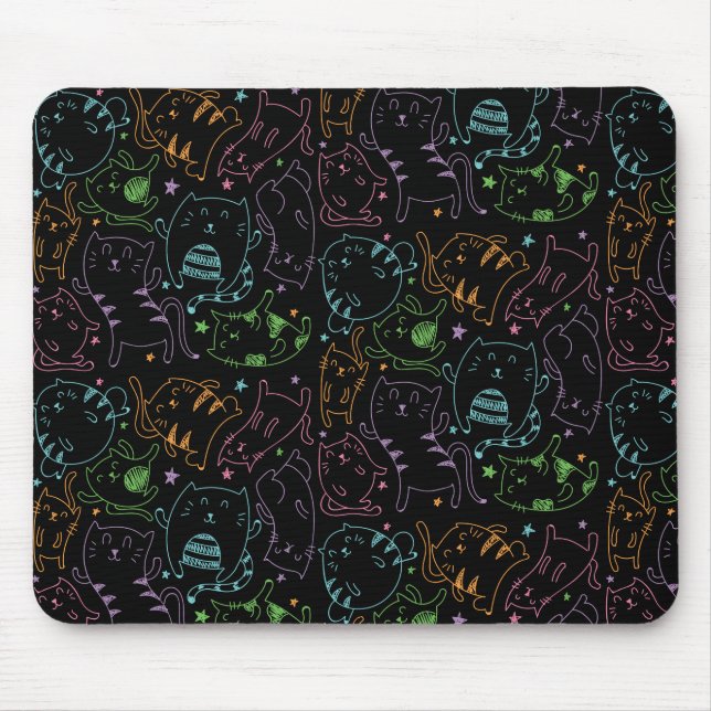 Crazy Cute Cats Colourful Cartoon Pattern Gift Mouse Pad (Front)