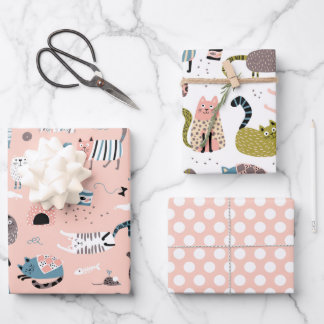 Crazy Cute Cats Wrapping Paper Set of 3