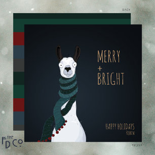 Crazy Cute “Merry + Bright” Llama Holiday Card