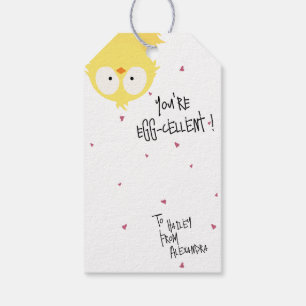 Crazy Cute “You're Egg-cellent!” Chicken Pun Gift Tags