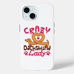 Crazy Dachshund Lady Doxie Mum iPhone 15 Case