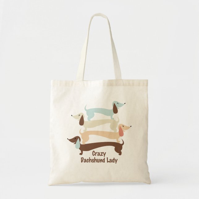 Crazy Dachshund Lady Tote Bag (Front)