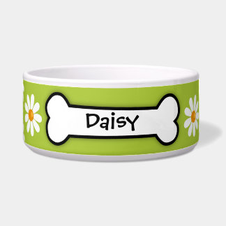 Crazy Daisy Personalised Dog  Bowl - Green