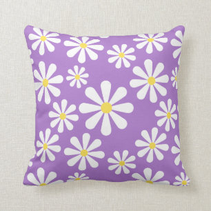 Crazy Daisy Purple White Yellow Floral Cushion