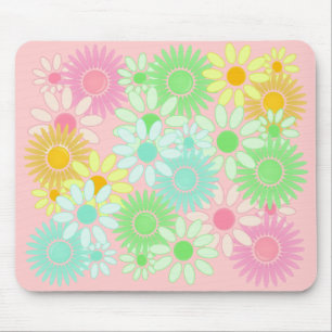 Crazy Daisy retro style mousepad Flower power