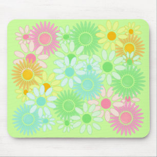 Crazy Daisy retro style mousepad Flower power