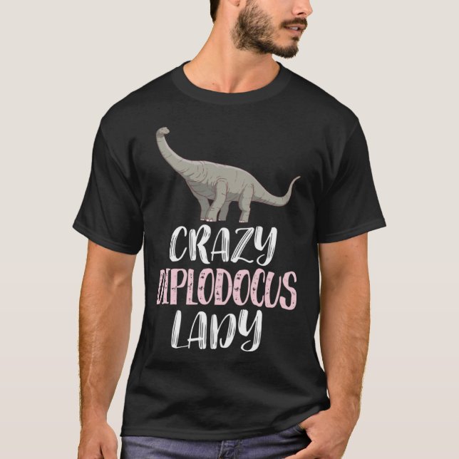 Crazy Diplodocus Lady  Dinosaur T-Shirt (Front)