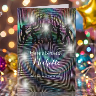 Crazy disco psychedelic birthday greeting card