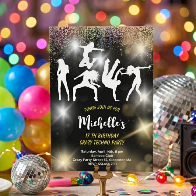 Crazy disco techno psychedelic birthday invitation (Creator Uploaded)