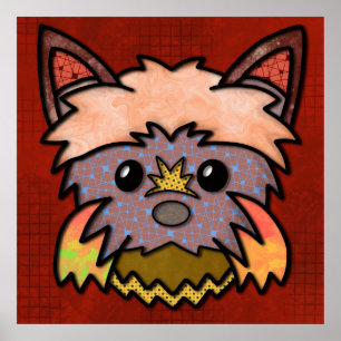  Crazy dog face with colourful, abstract patterns  Poster