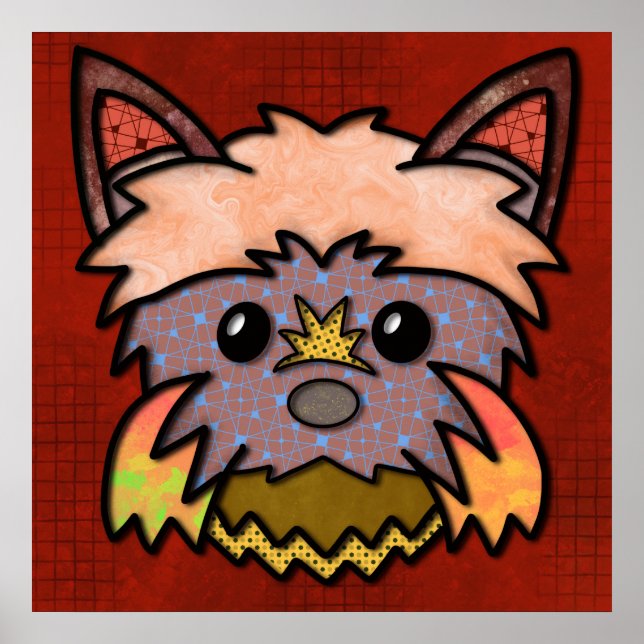  Crazy dog face with colourful, abstract patterns  Poster (Front)