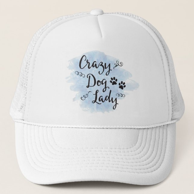 Crazy Dog Lady (Light Blue) Trucker Hat (Front)