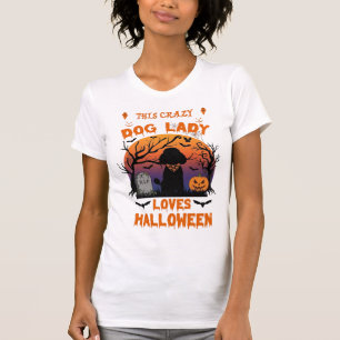 Crazy Dog Lady Loves Halloween Poodle Pumpkin Tomb T-Shirt