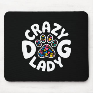 Crazy Dog Lady Shirt Funny Women Kids Dog Lover Ow Mouse Pad