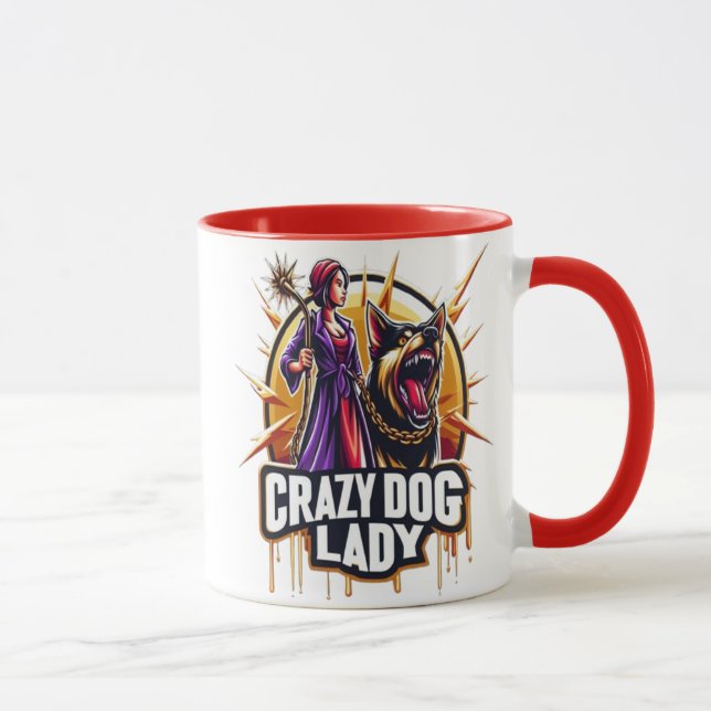 Crazy Dog Lady With Her Fierce Guard Dog Mug (Right)