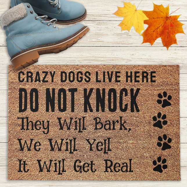 Crazy Dogs Funny Dog Lover Paw Print Welcome Entry Doormat (Creator Uploaded)