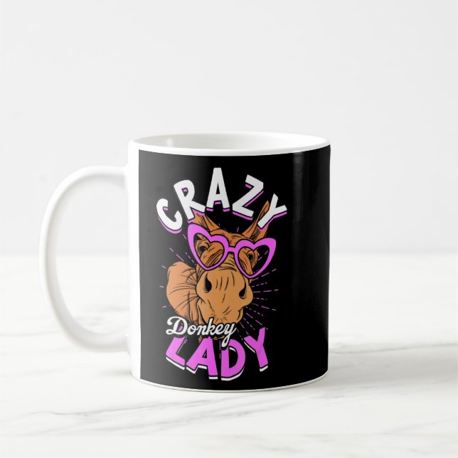 Crazy Donkey Lady Animal Donkey Mum Farmer Donkey  Coffee Mug (Left)
