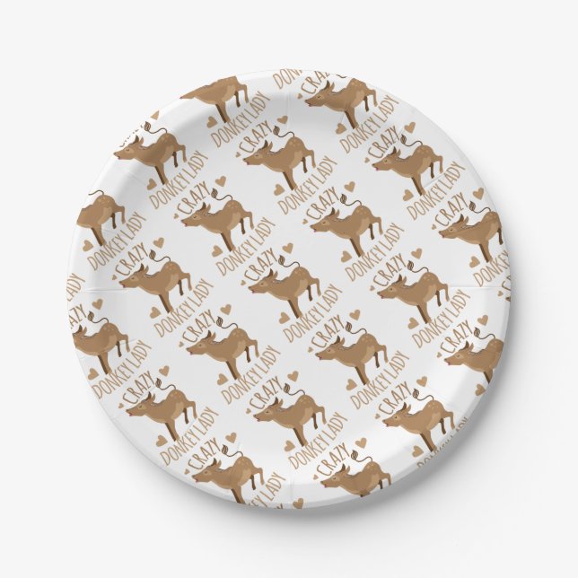 crazy donkey lady paper plate (Front)