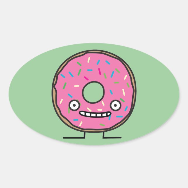 Crazy Doughnut with Sprinkles pink icing sweet des Oval Sticker (Front)