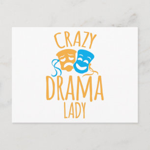 crazy drama lady postcard