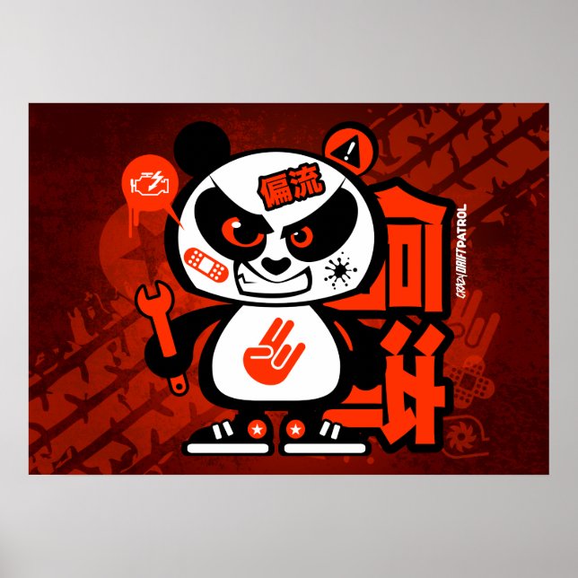 Crazy Drift Patrol - Aggressive Panda (red) Poster (Front)