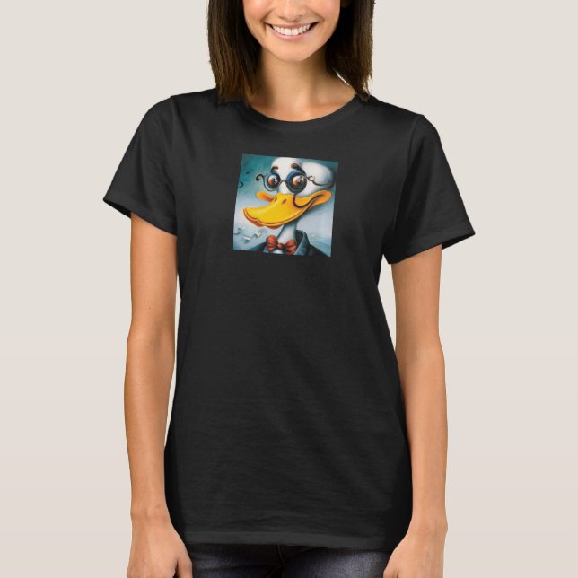 Crazy duck with eyeglasses art Premium T-Shirt (Front)