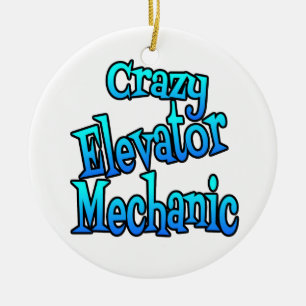 Crazy Elevator Mechanic Ceramic Ornament