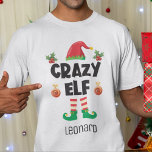 Crazy elf family matching christmas outfit name T-Shirt<br><div class="desc">Get into the holiday spirit with this fun Crazy Elf t-shirt which is part of a matching family elf outfit collection containing gifts for any member of the family. Perfect for any Christmas family reunion, this t-shirt features a cute elf hat and fun legs, with the caption "Crazy elf" in...</div>