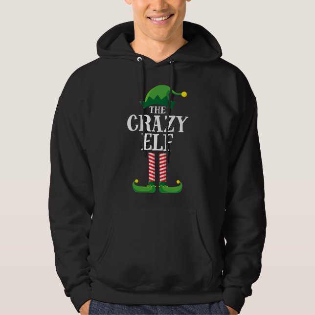 Crazy Elf Matching Family Christmas Party Hoodie (Front)