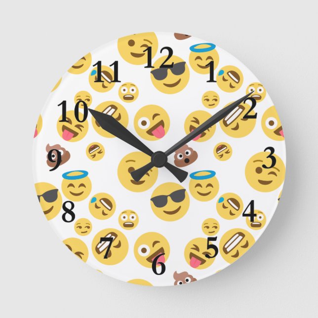 Crazy Emojis Round Clock (Front)
