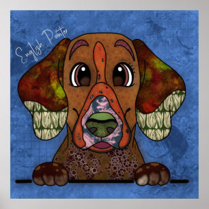 Crazy English Pointer dog face-hand-painted Poster
