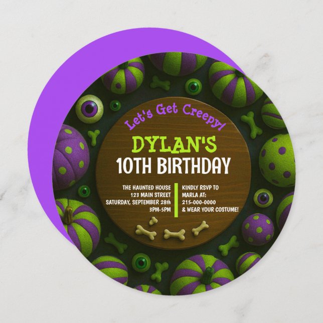 CRAZY EYEBALLS Halloween Birthday Party Invitation (Front/Back)
