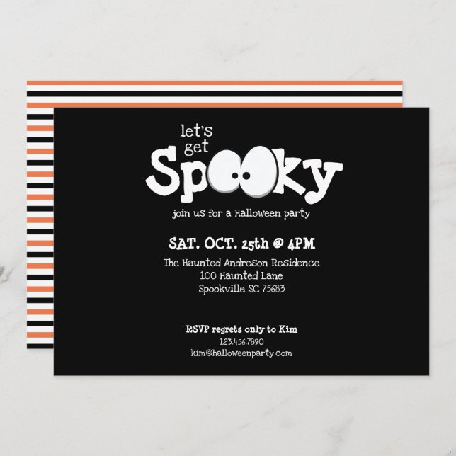 Crazy Eyes Let's Get Spooky Halloween Party Invitation (Front/Back)