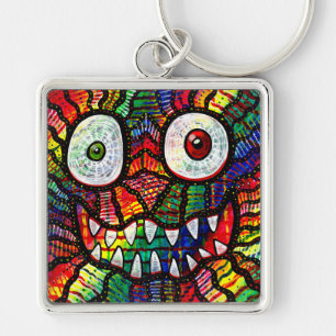 Crazy Eyes Rainbow Monster Smile Key Ring