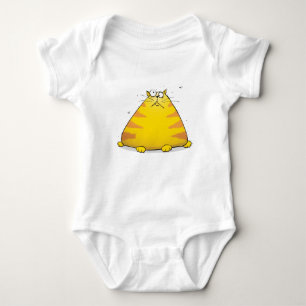 Crazy Fat Cat Funny Baby Creeper Body Suit - White