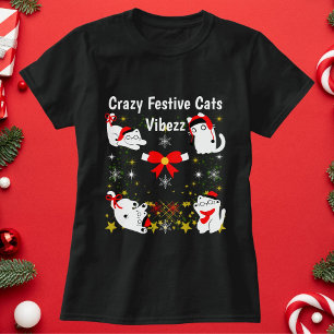 Crazy Festive Cats Funny Christmas Personalised  T-Shirt