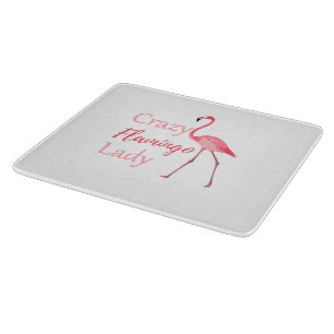 Crazy Flamingo Lady Funny Flamingo Cutting Board