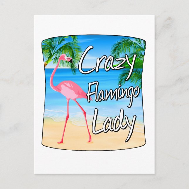 Crazy Flamingo Lady Postcard (Front)
