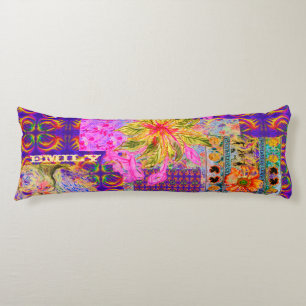 Crazy Floral Patchwork Colorful Purple Body Cushion