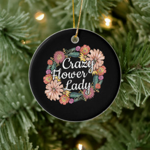 Crazy Flower Lady - Zinnia Gardener Ceramic Ornament