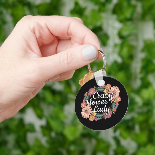Crazy Flower Lady - Zinnia Gardener Key Ring (Hand)
