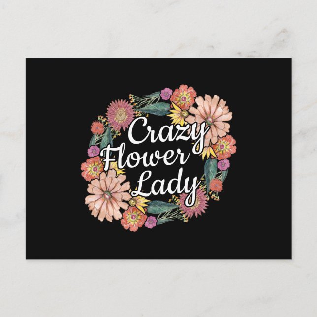 Crazy Flower Lady - Zinnia Gardener Postcard (Front)