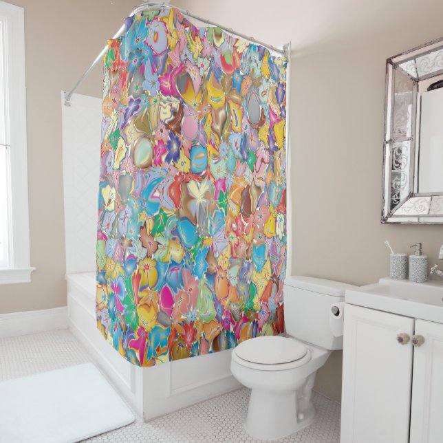 Crazy Flowers Shower Curtain (In Situ)
